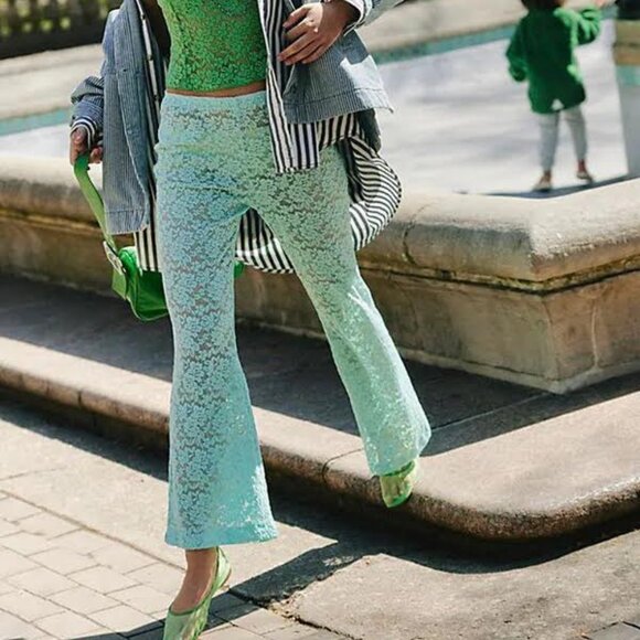 Free People Pants - FREE PEOPLE all day lace flare trousers pants Sz M  NEW